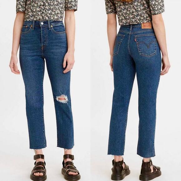 Levi's Wedgie Straight Leg Busted Knee Jeans in Queen of Meadow sz 25 - Picture 1 of 8
